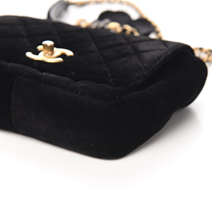 Chanel Velvet Quilted Small Camellia Flap Black 9 of 11