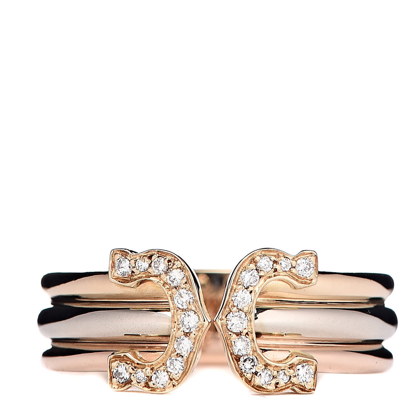 18K Pink Yellow White Gold Diamond C De Ring 54 6.75