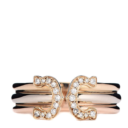 Cartier 18K Pink Yellow White Gold Diamond C De Ring 54 6.75 1 of 4