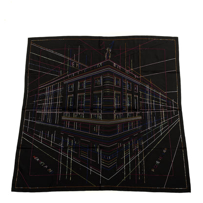 Hermes Silk Embroidered Giant Pique Sellier Perle Scarf 140 Black Multicolor 1 of 3