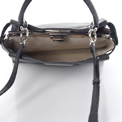 Fendi Cuoio Romano Selleria Bi-Color Medium Peekaboo Iconic Satchel Asfalto Latte 7 of 9