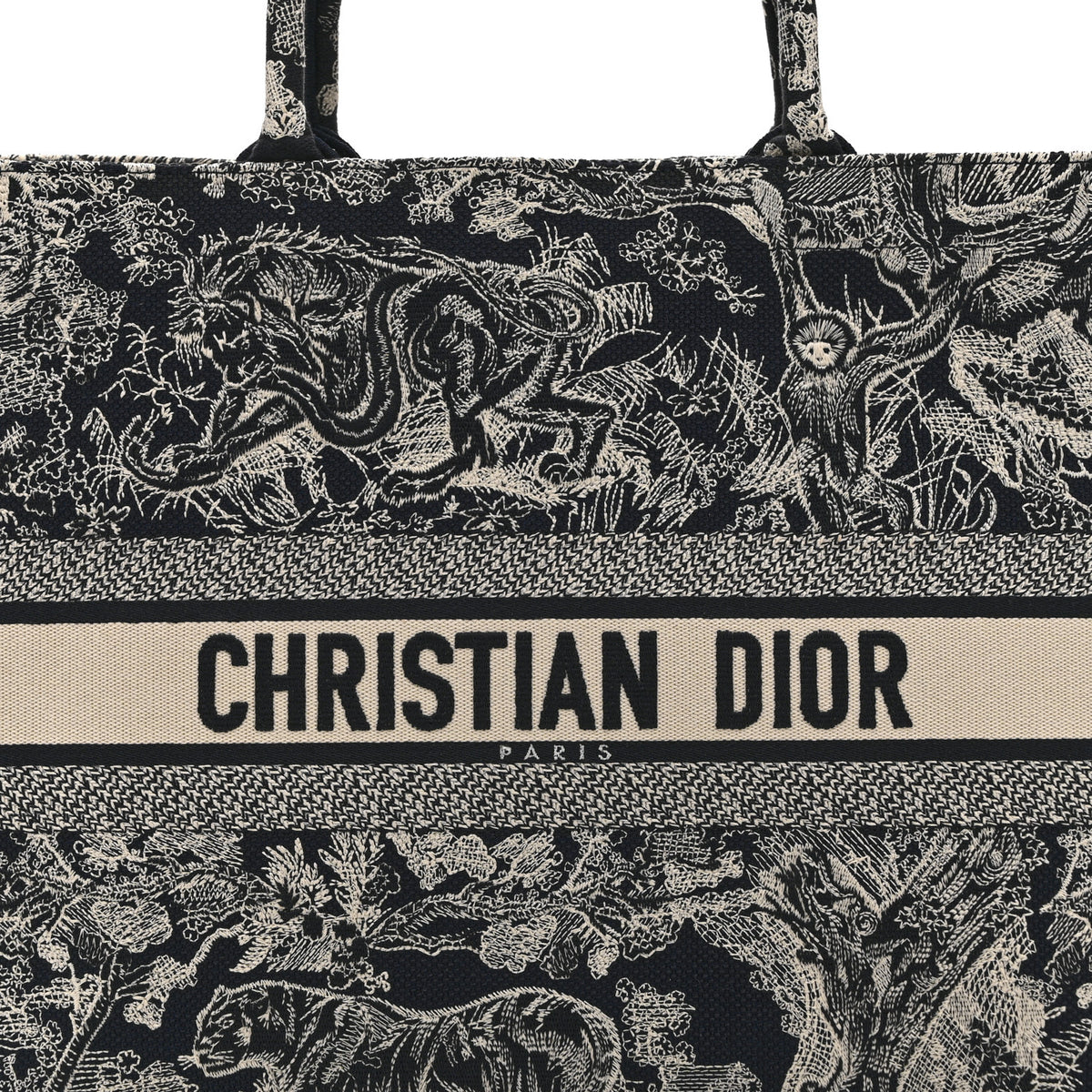 Christian Dior Canvas Embroidered Large Dioriviera Toile De Jouy Reverse Book Tote Blue 8 of 10