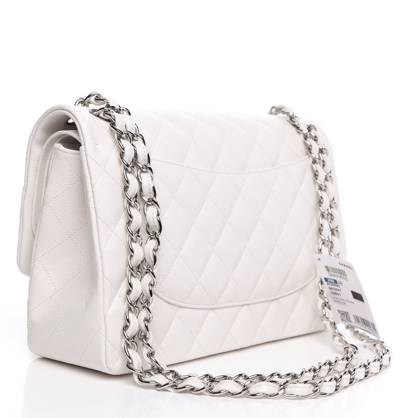 Caviar Quilted Jumbo Double Flap White