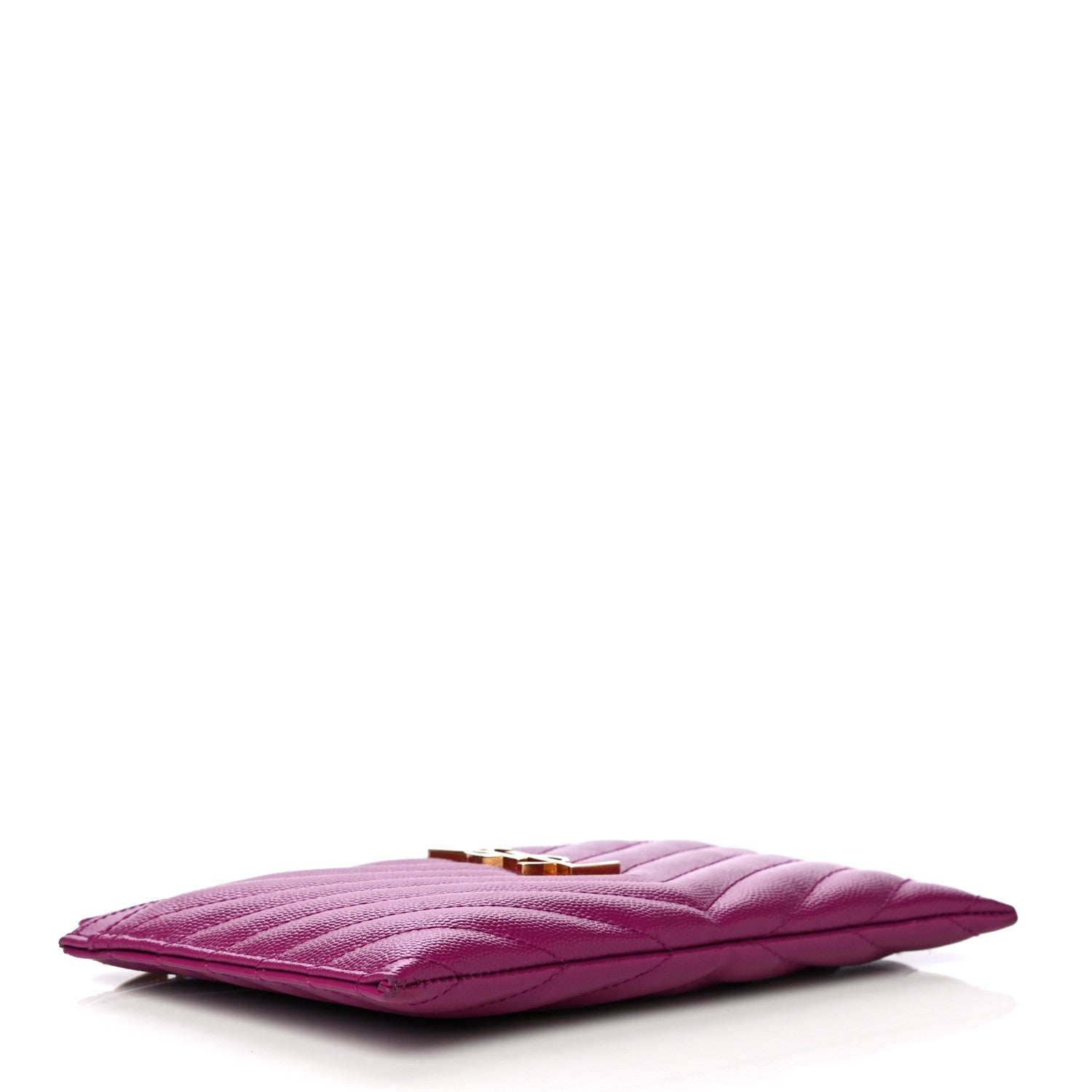 Saint Laurent Grain De Poudre Chevron Monogram Bill Pouch Dark Grape 4 of 11