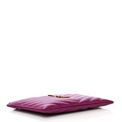 Saint Laurent Grain De Poudre Chevron Monogram Bill Pouch Dark Grape 4 of 11