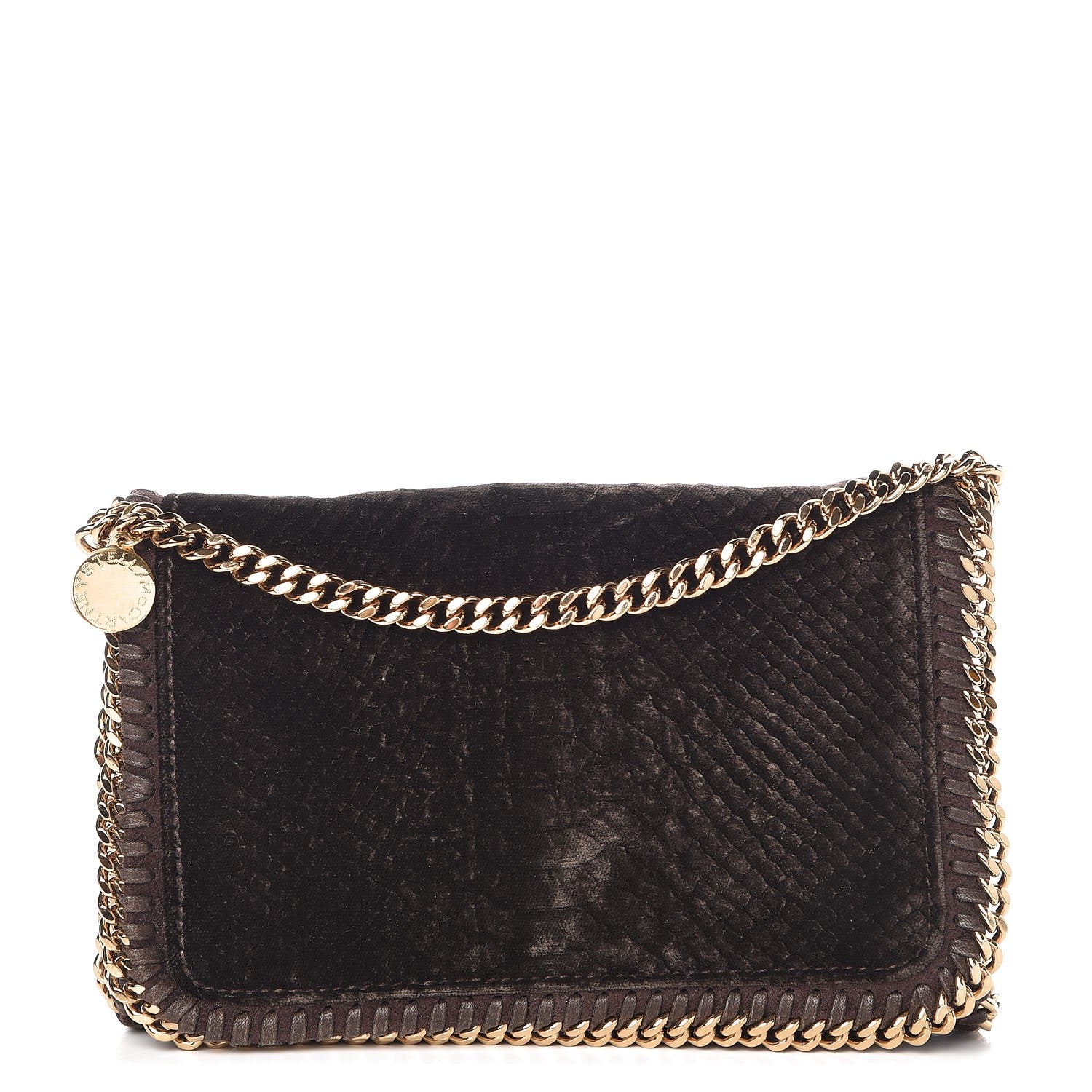 Stella McCartney Velvet Python Embossed Falabella Crossbody Bag Bronze 1 of 8