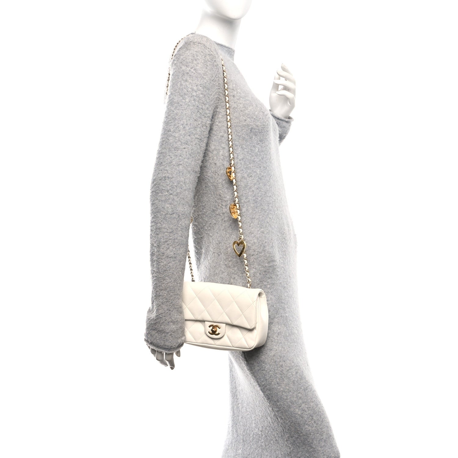 Chanel Lambskin Quilted Mini Heart Charms Flap White 2 of 11