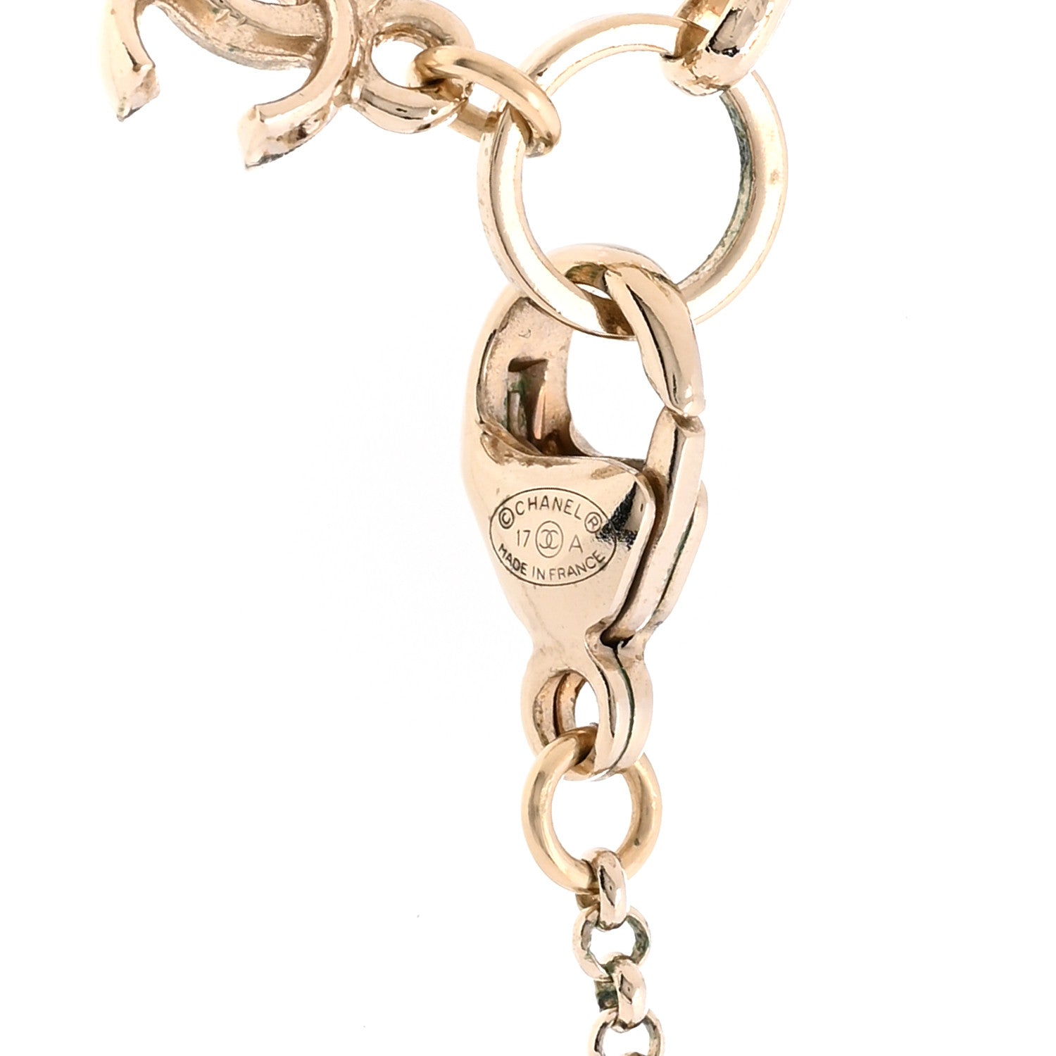 Chanel Resin Strass Pearl Perfume Bottle CC Necklace Black Gold 5 of 6