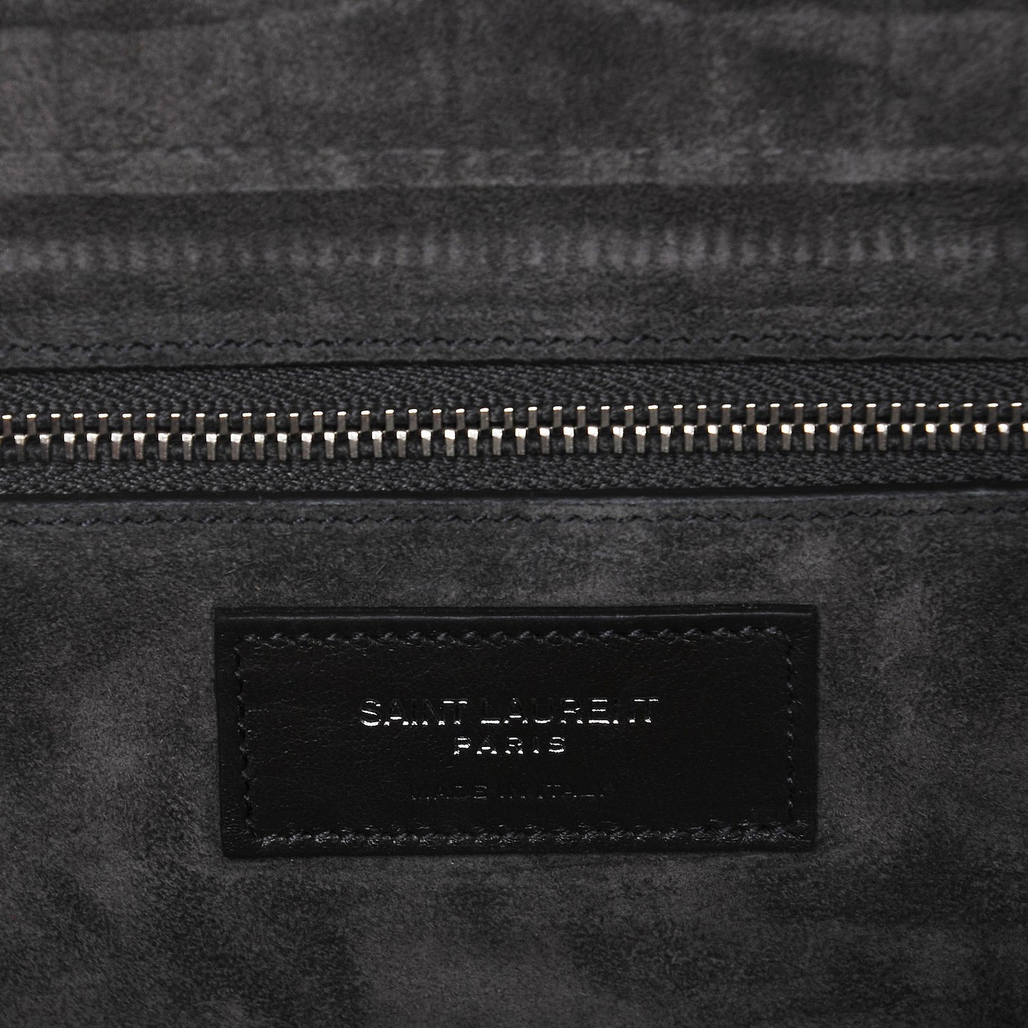 Calfskin Crocodile Embossed Suede Small Cabas Rive Gauche Dark Anthracite