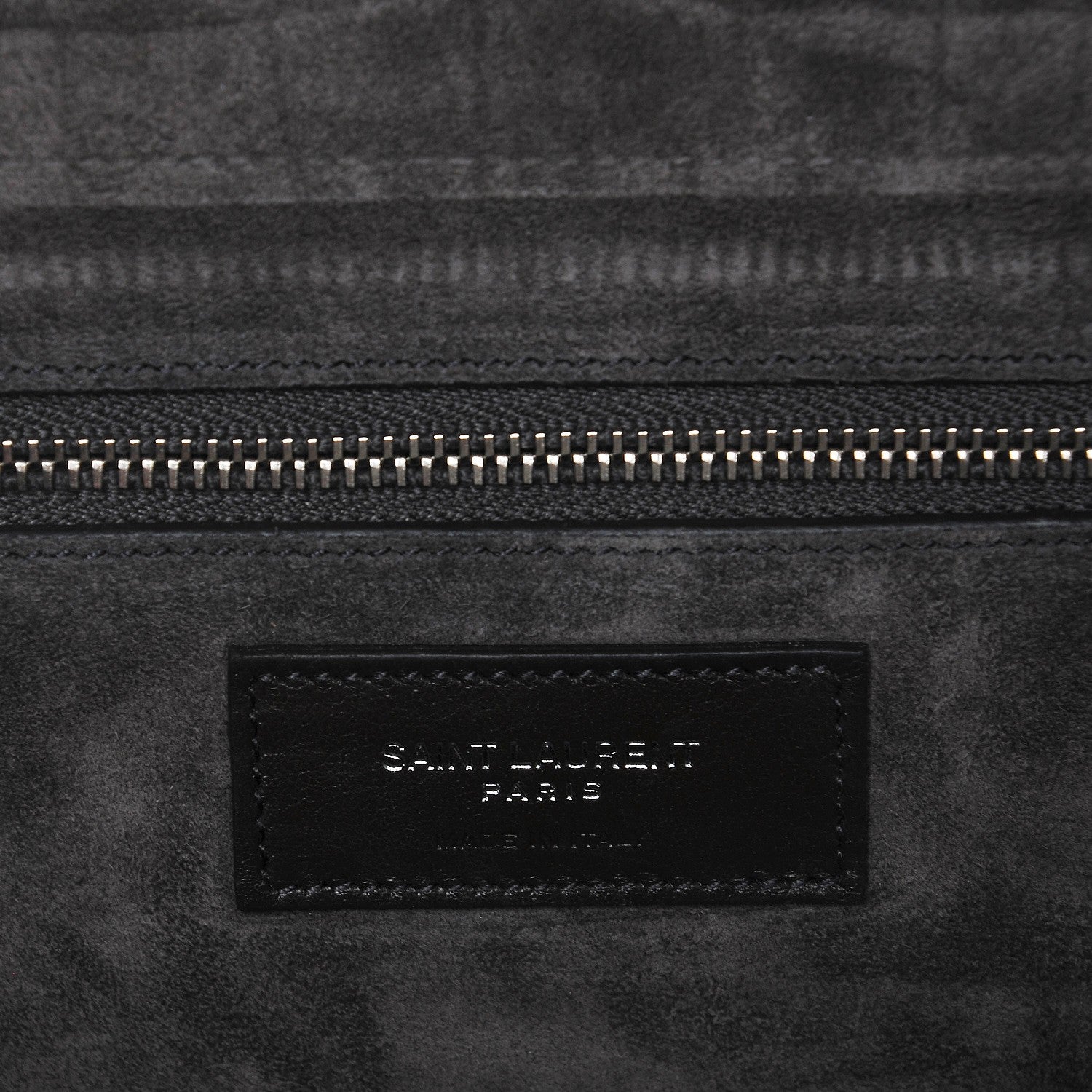 Saint Laurent Calfskin Crocodile Embossed Suede Small Cabas Rive Gauche Dark Anthracite 7 of 8