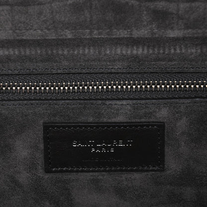 Saint Laurent Calfskin Crocodile Embossed Suede Small Cabas Rive Gauche Dark Anthracite 7 of 8