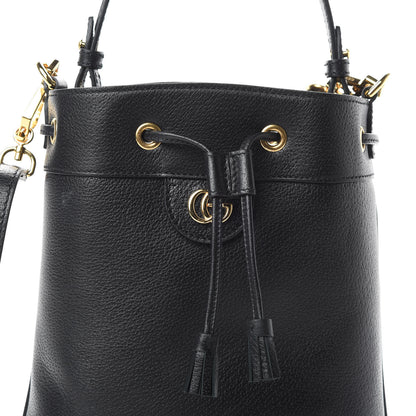 Gucci Glazed Textured Calfskin Web Small Ophidia Bucket Bag Black 8 of 11