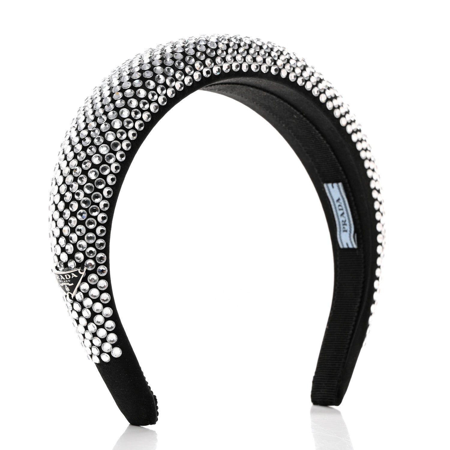 Prada Satin Crystal Embellished Headband Metal 3 of 6