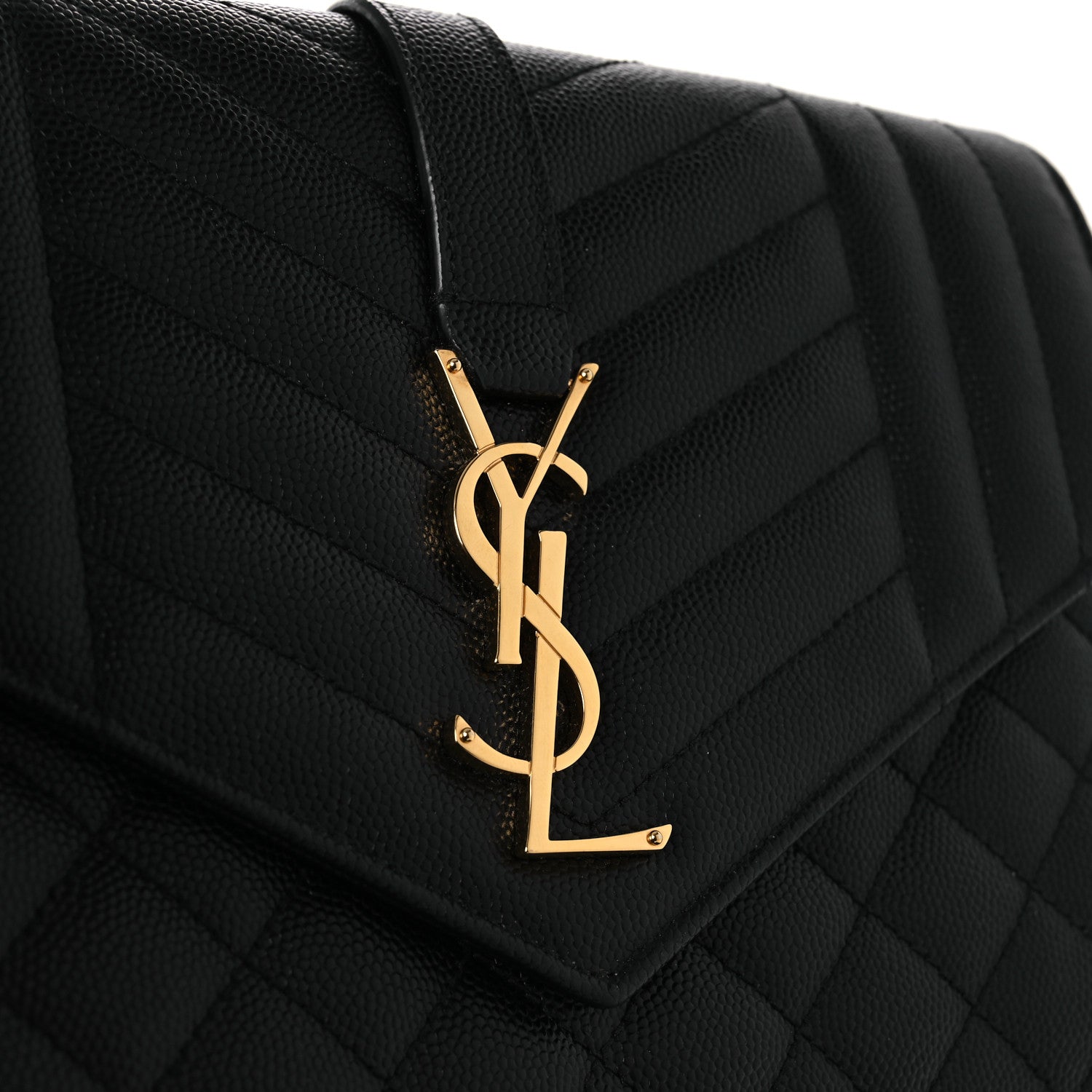 Saint Laurent Grain De Poudre Textured Mixed Matelasse Triquilt Monogram Clutch Black 11 of 12