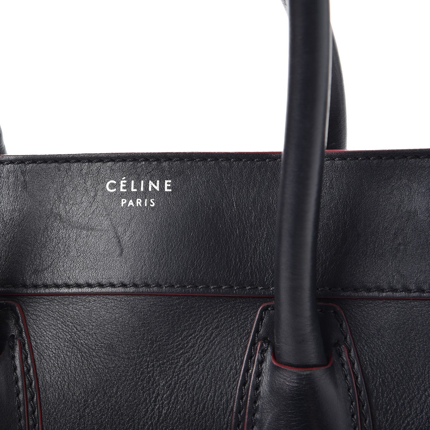 Celine Smooth Calfskin Mini Luggage Black Pink Trim 10 of 27
