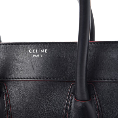 Celine Smooth Calfskin Mini Luggage Black Pink Trim 10 of 27