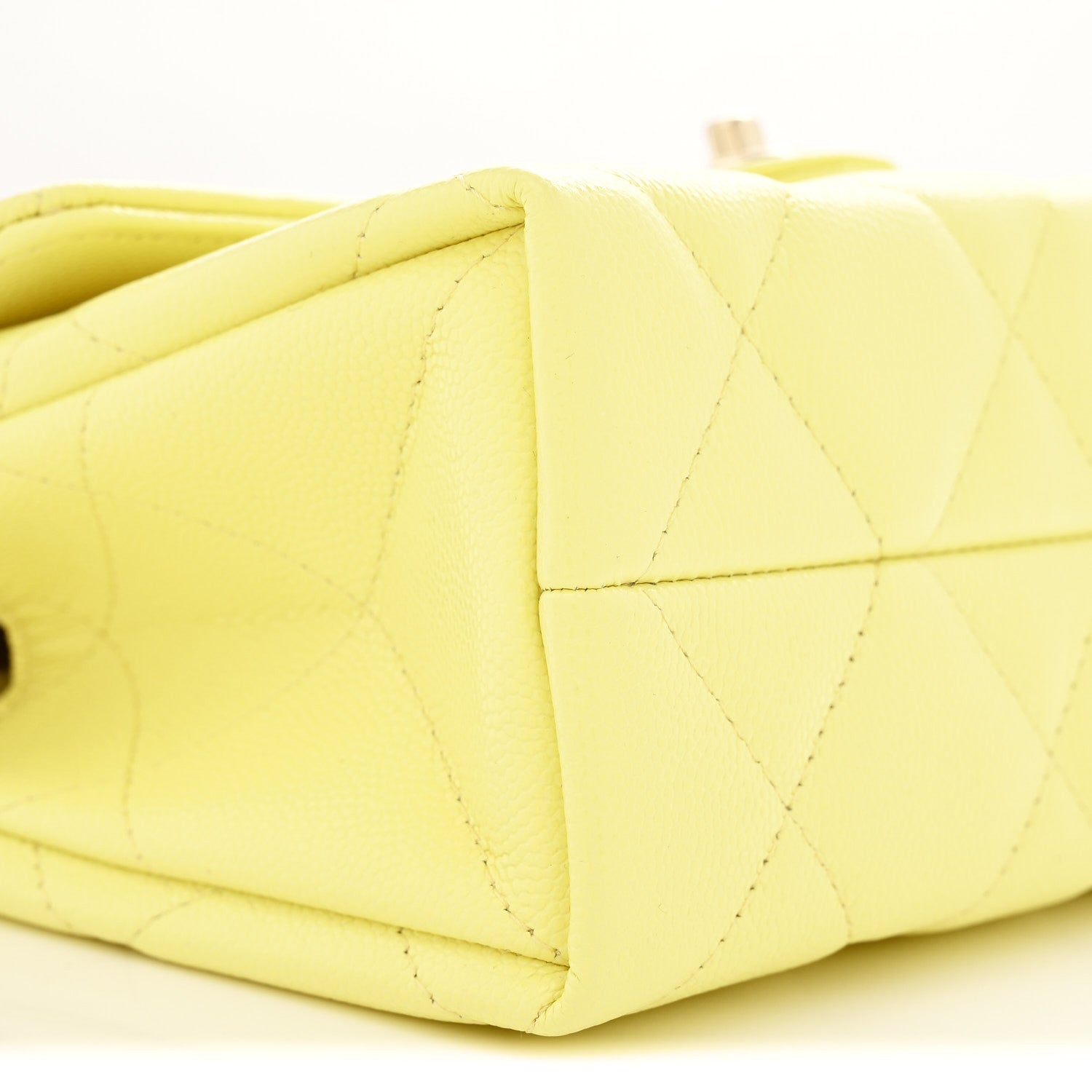 Chanel Caviar Quilted Retro Mini Twist Top Handle Clutch Flap Light Yellow 9 of 11
