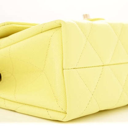 Chanel Caviar Quilted Retro Mini Twist Top Handle Clutch Flap Light Yellow 9 of 11