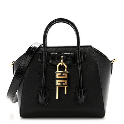Givenchy Grained Calfskin Mini Lock Antigona Shoulder Bag Black 1 of 10