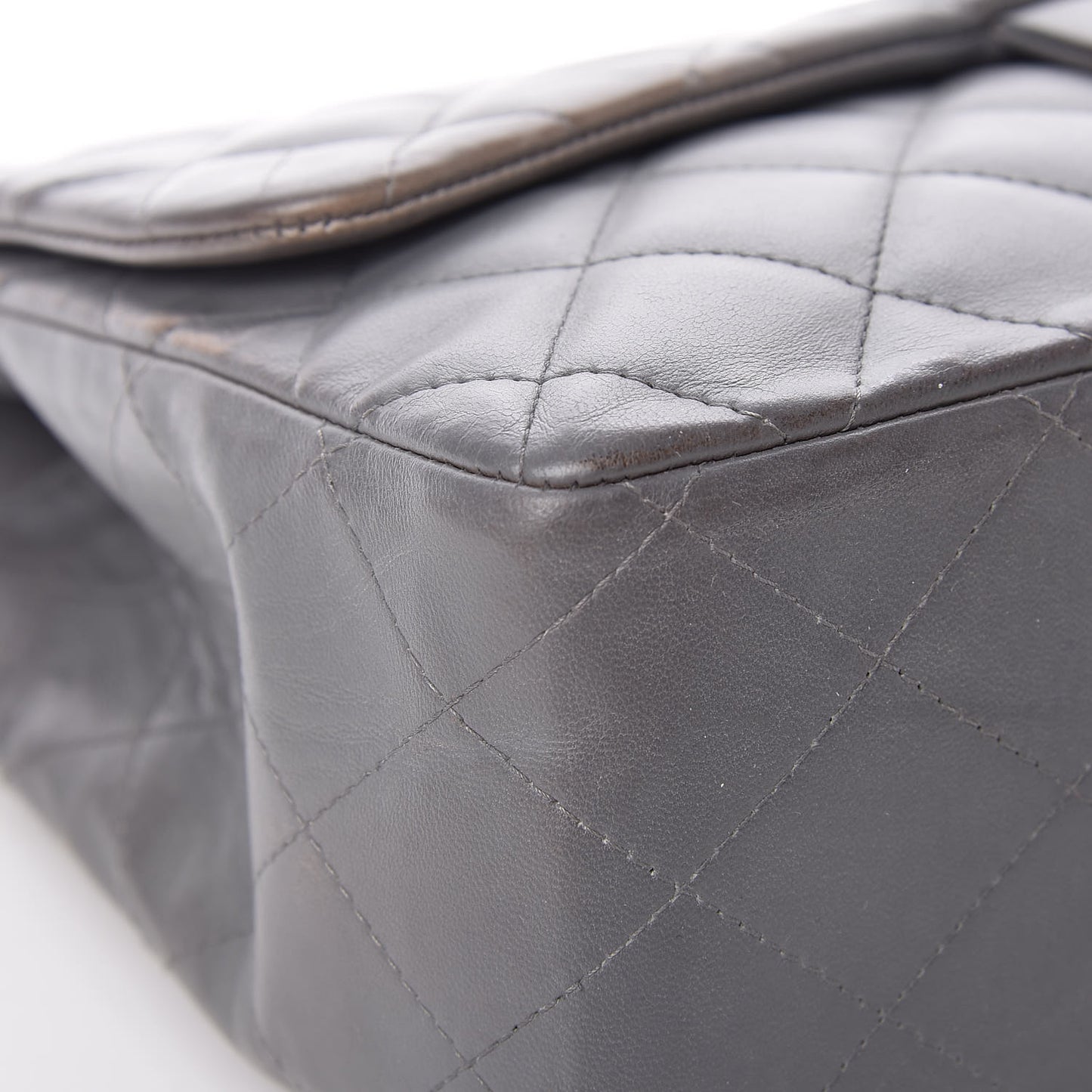 Lambskin Quilted Jumbo Single Flap Grey