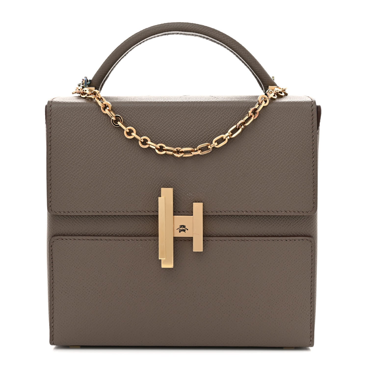Hermes Epsom Cinhetic Boxy Top Handle Bag Etain 1 of 15