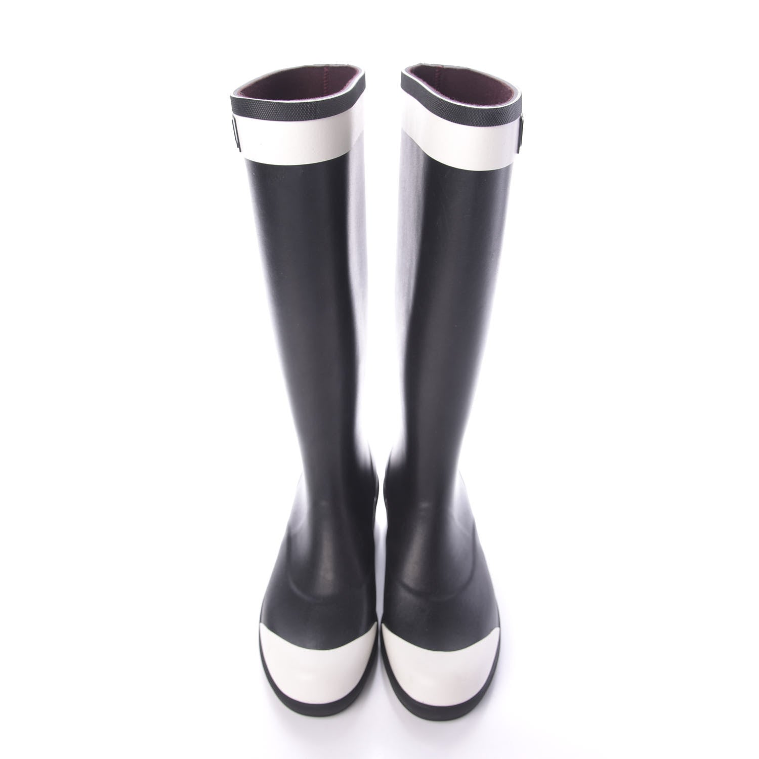 Chanel Rubber Logo Rain Boots 40 Black White 5 of 9