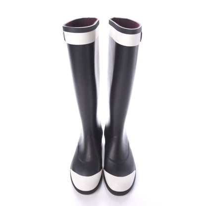 Chanel Rubber Logo Rain Boots 40 Black White 5 of 9