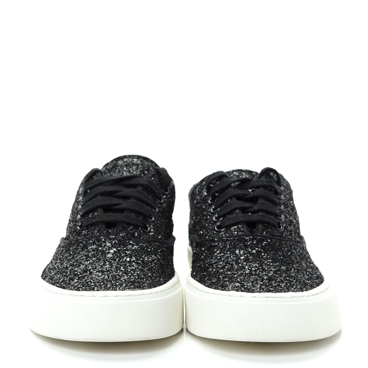 Calfskin Crystal Glitter Venice Low Top Sneakers 38.5 Black