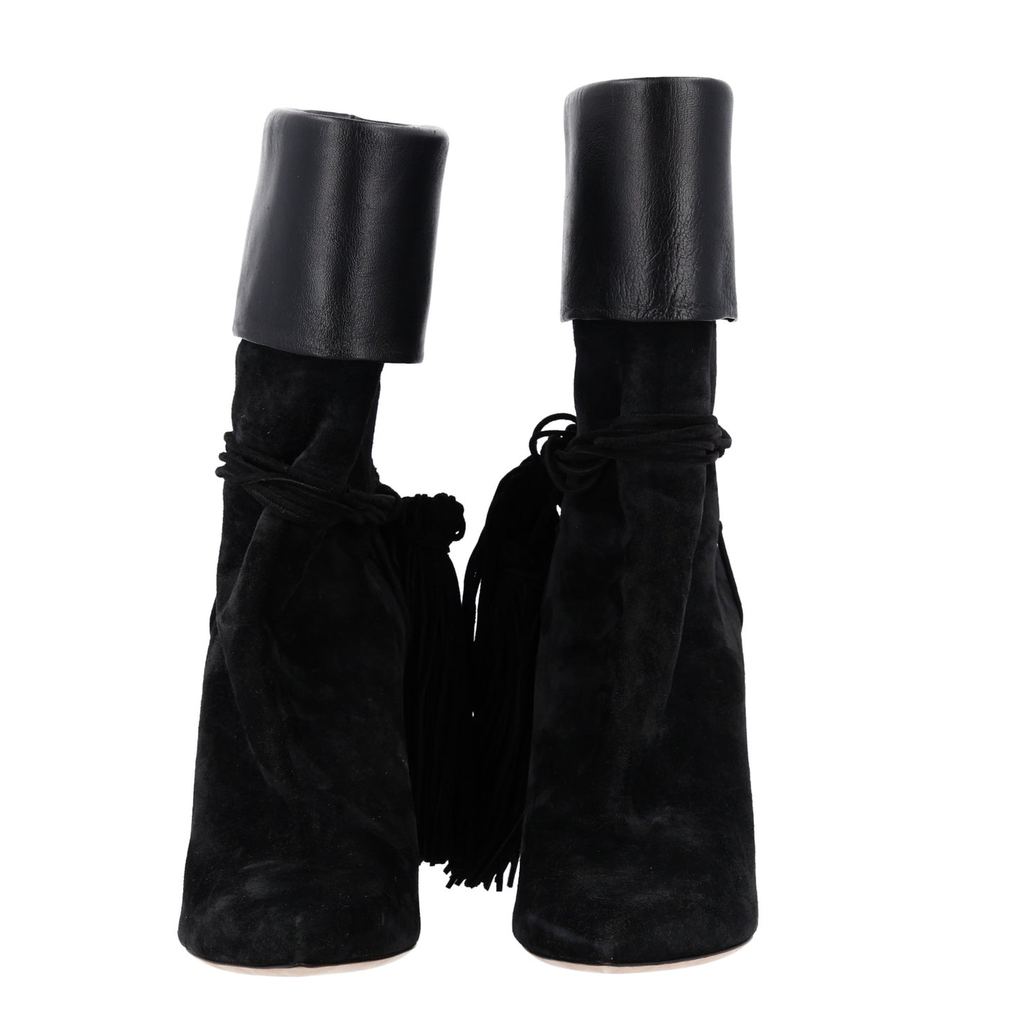 Calfskin Suede Tanger Tassel Boot 37.5 Black