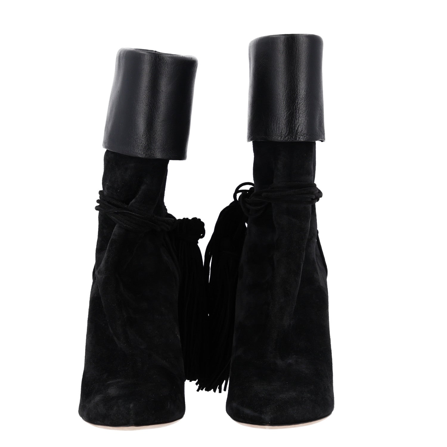 Saint Laurent Calfskin Suede Tanger Tassel Boot 37.5 Black 3 of 11