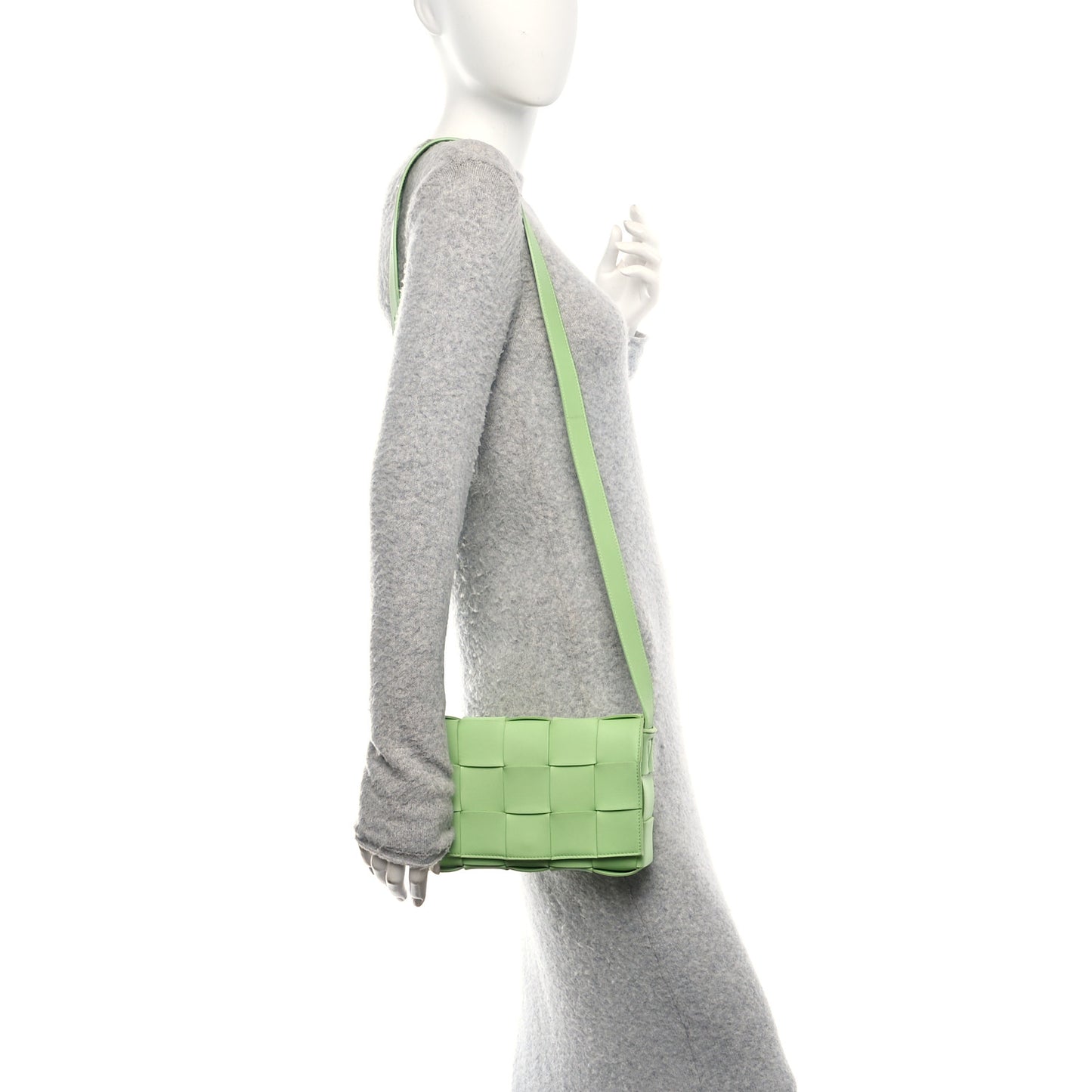 Lambskin Maxi Intrecciato Cassette Crossbody Bag Green