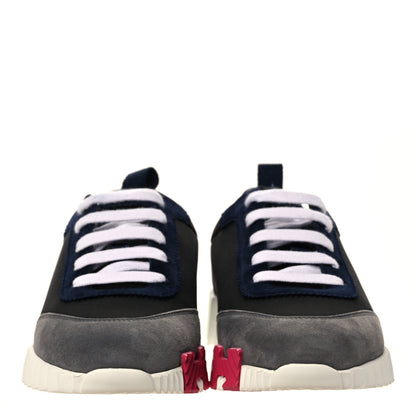 Hermes Technical Canvas Suede Goatskin Womens Bouncing Sneakers 35 Black Gris Osmium 2 of 8