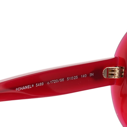 Chanel Acetate Round Chain Sunglasses 5489-A Burgundy 6 of 8