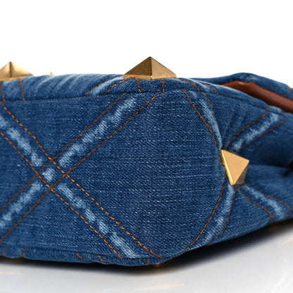 Valentino Garavani Denim Medium Roman Stud Shoulder Bag Light Denim Selleria 8 of 8