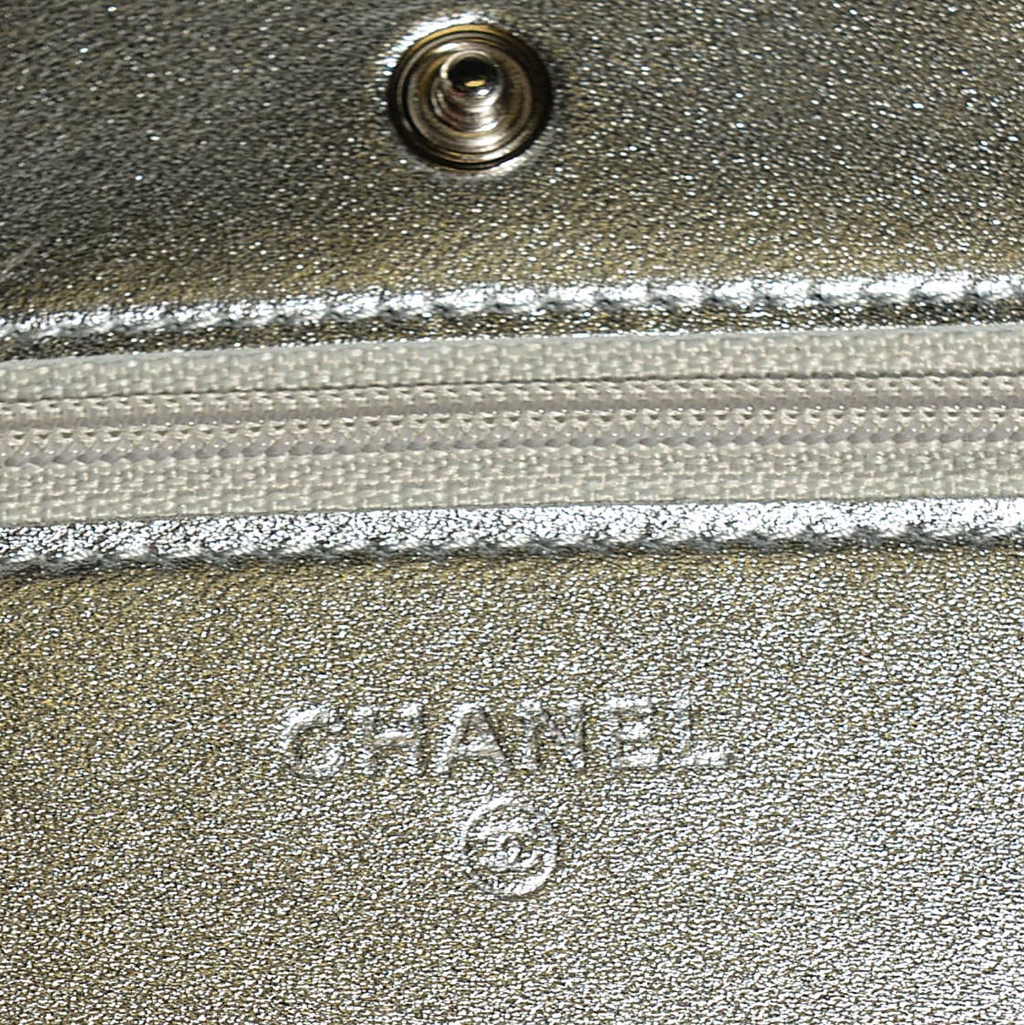 Lambskin Quilted Wallet On Chain WOC Silver