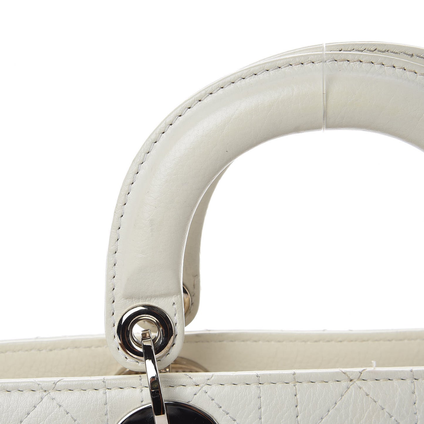Calfskin Cannage Stitched Small Lady East West Lady Dior White