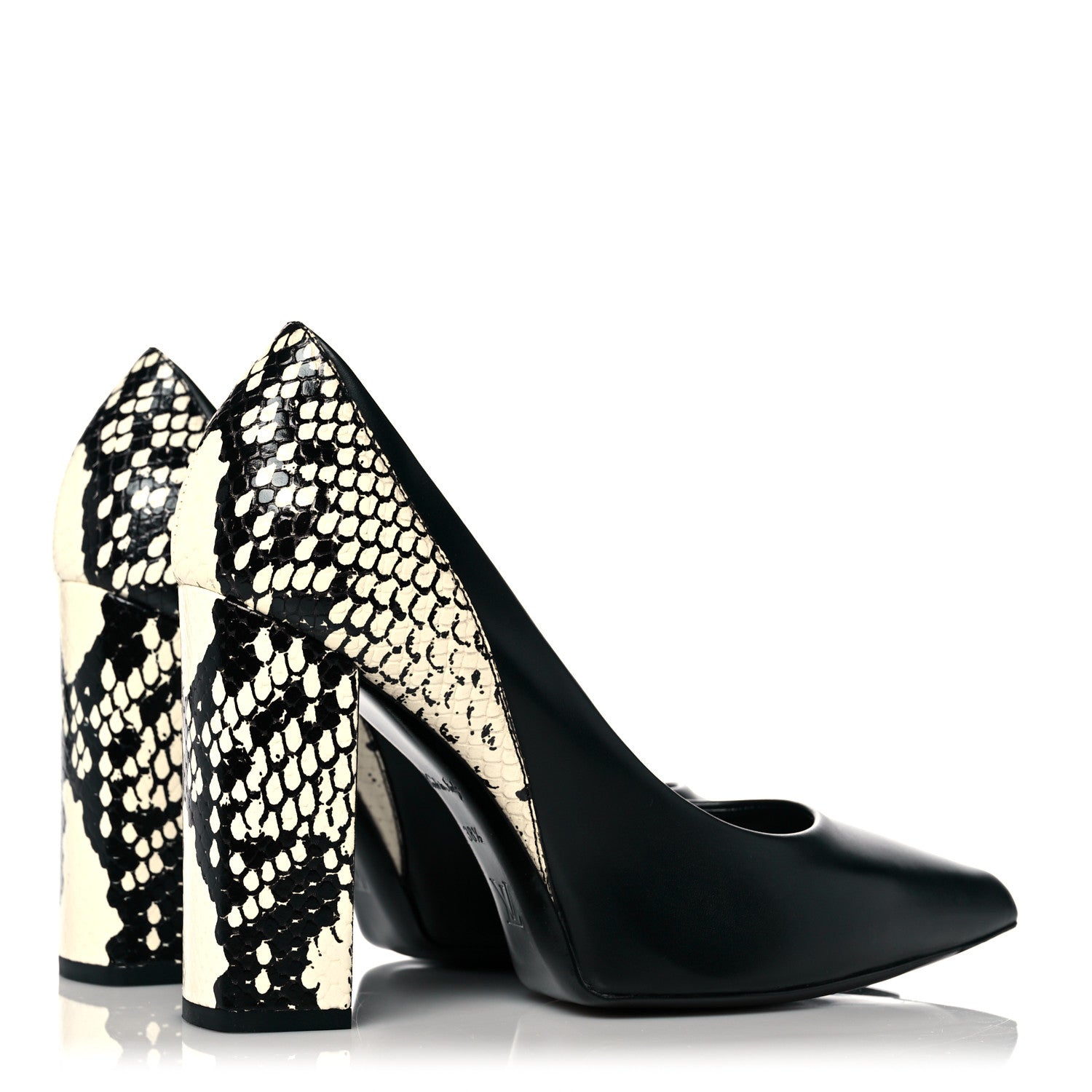 Louis Vuitton Calfskin Snakeskin Embossed Matchmake Pumps 38.5 Black White 4 of 10