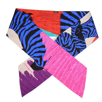 Hermes Silk Zebra Pegasus Maxi Twilly Violet Bleu Rose Vif 1 of 5