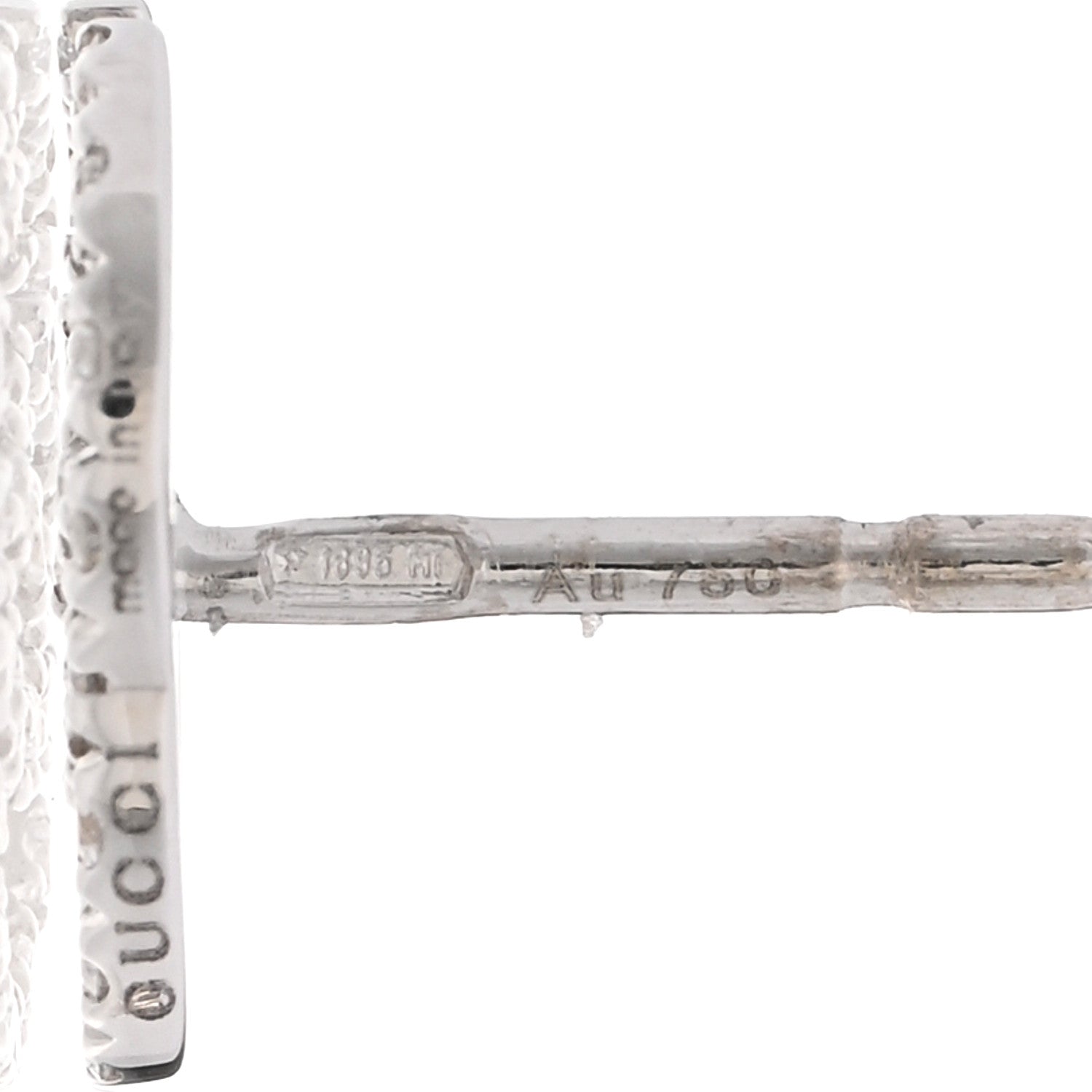 Gucci 18K White Gold Diamond Mini Running G Earrings 5 of 5