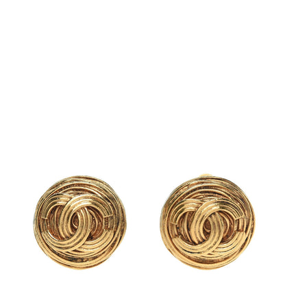 Chanel CC Button Clip On Earrings Gold 1 of 4