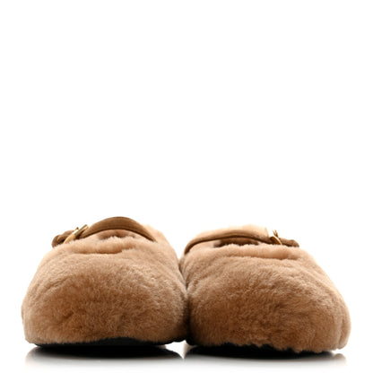 Prada Shearling Triangle Ballerina Flats 37 Caramel 3 of 9