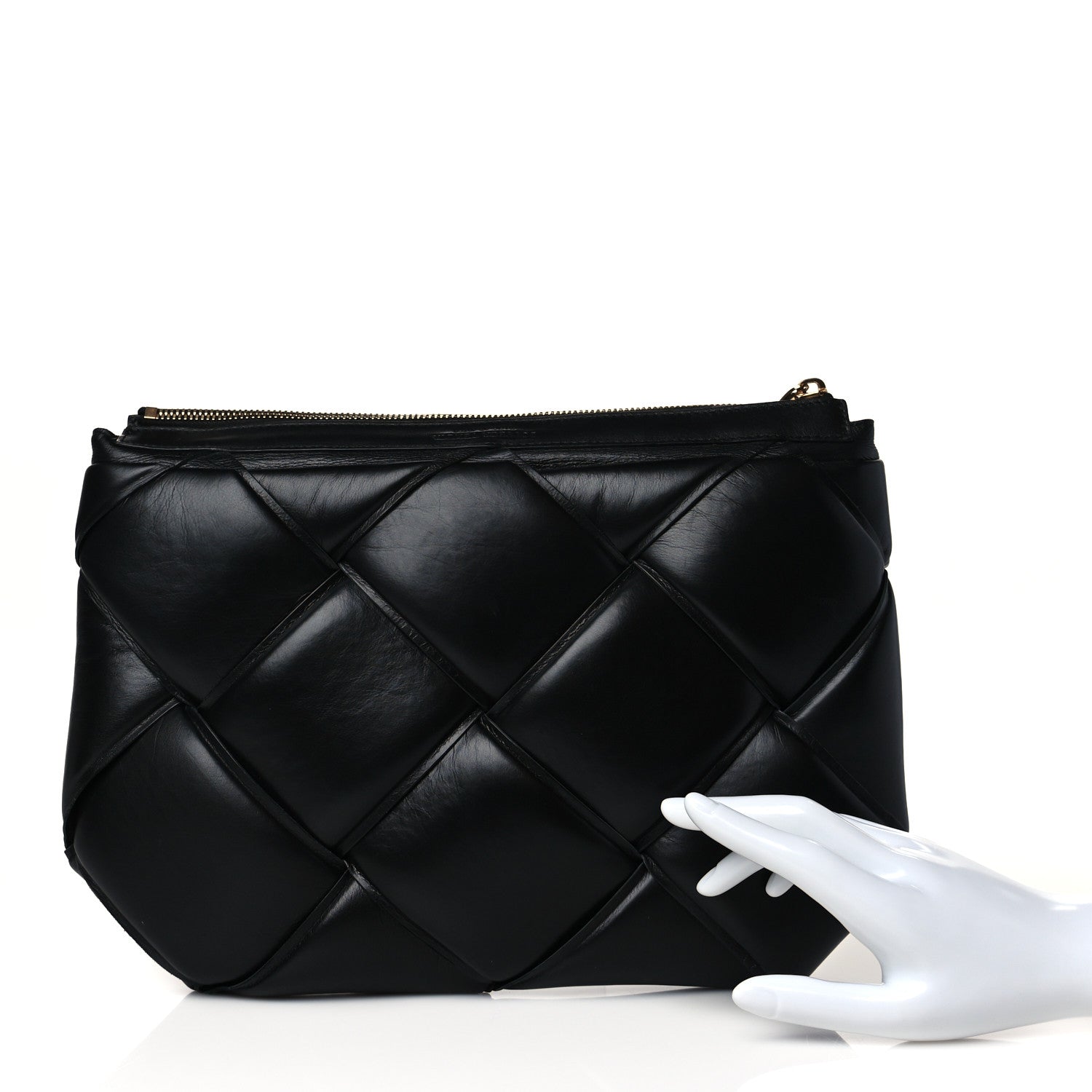 Bottega Veneta Nappa Maxi Intrecciato Padded Pouch Clutch Black 2 of 9