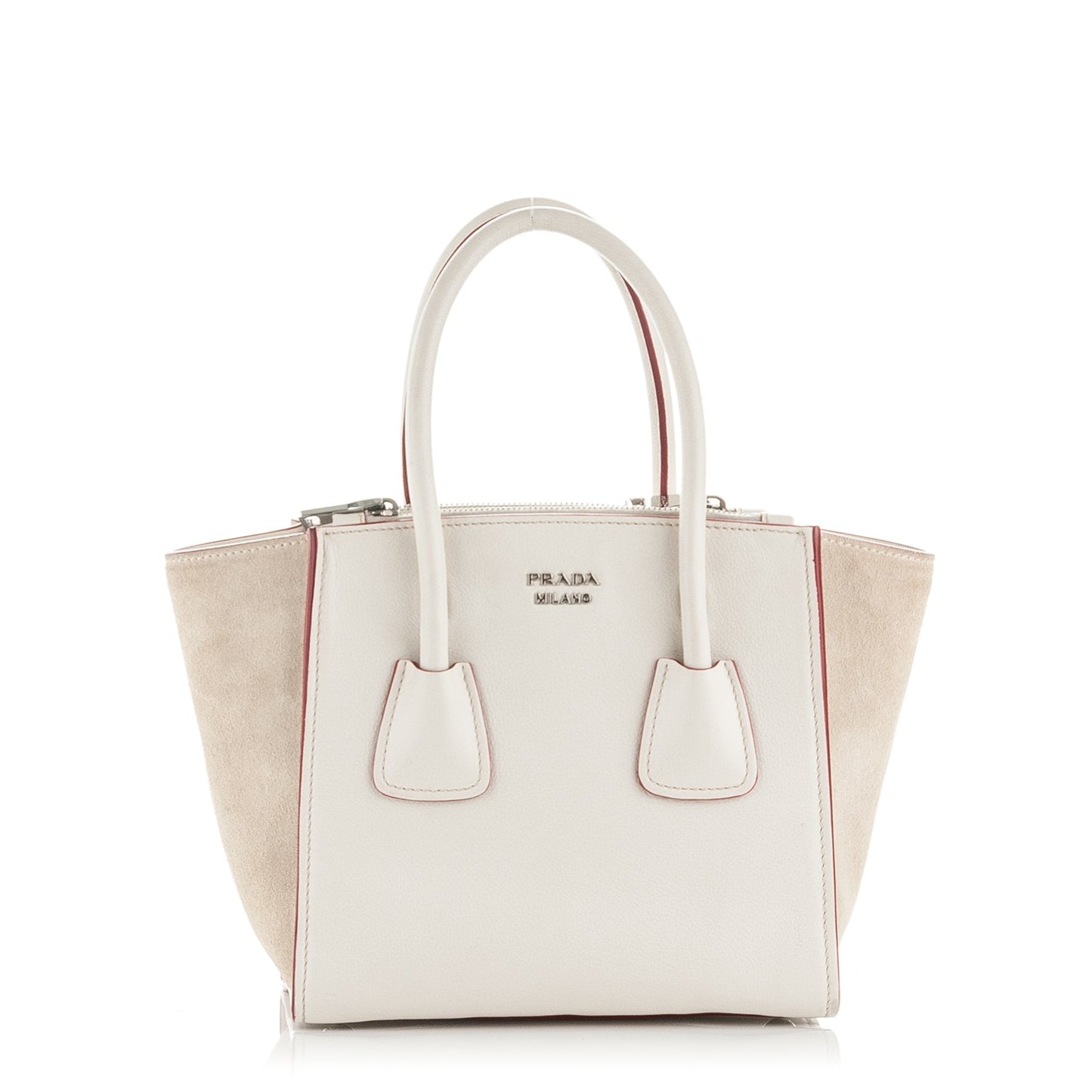 Glace Calf Suede Mini Twin Pocket Tote Talco Rosso