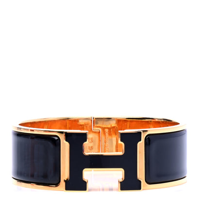 Hermes Enamel Wide Clic Clac H Bracelet PM Black 1 of 5