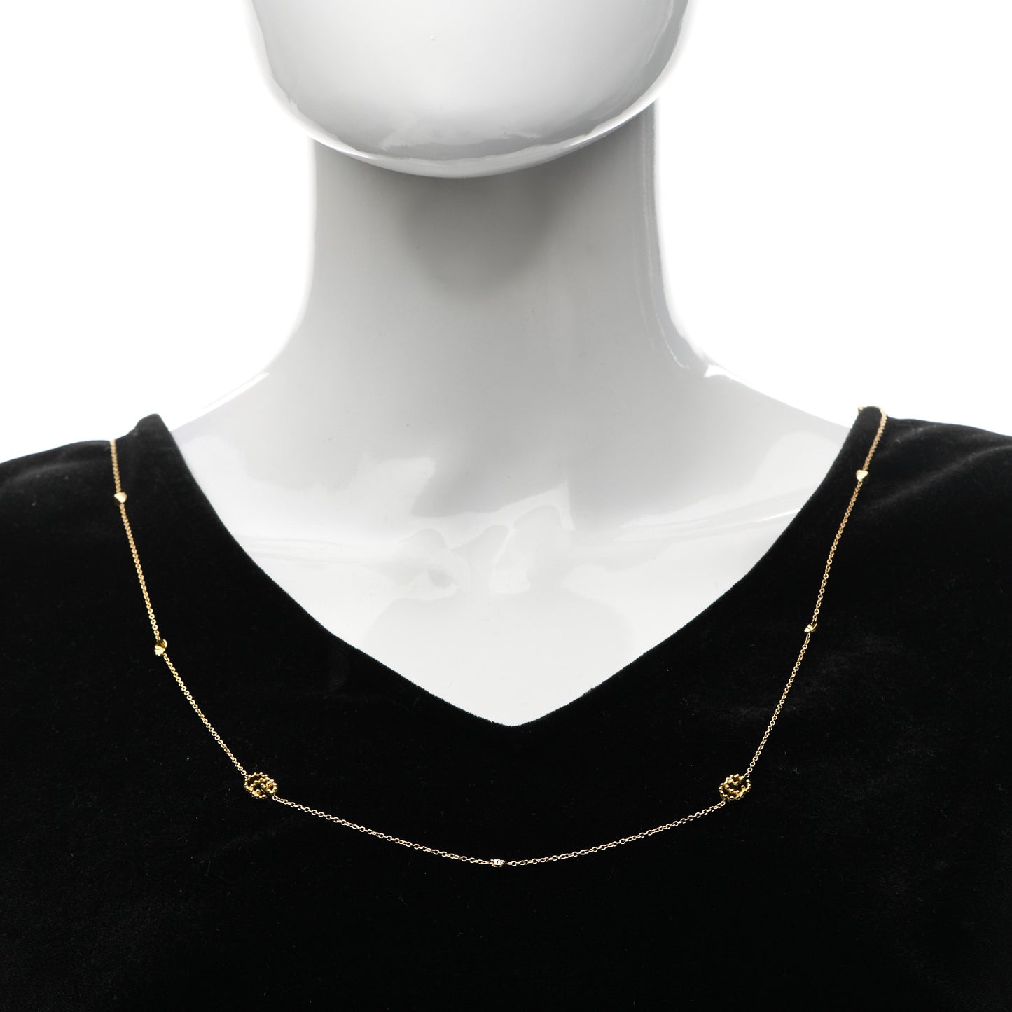 18K Yellow Gold Blue Topaz Running G Station Necklace