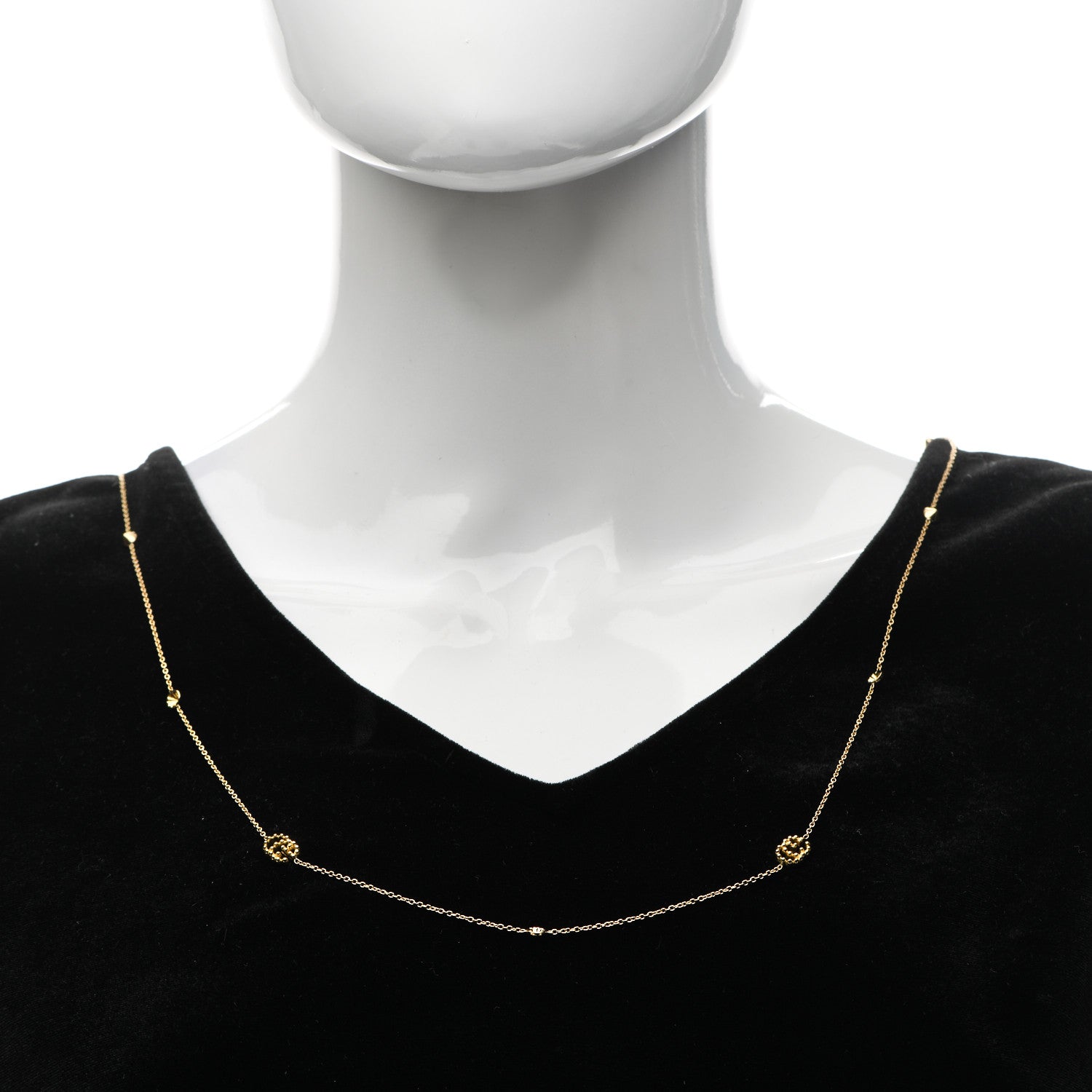 Gucci 18K Yellow Gold Blue Topaz Running G Station Necklace 2 of 5