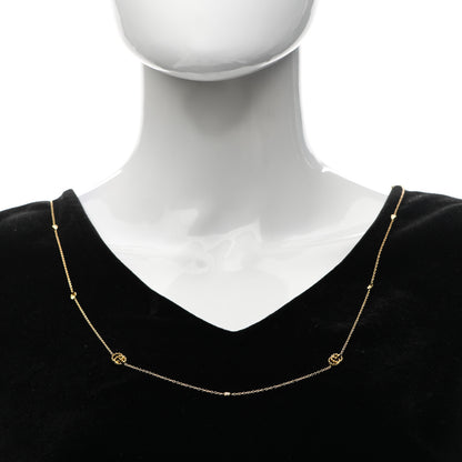 Gucci 18K Yellow Gold Blue Topaz Running G Station Necklace 2 of 5