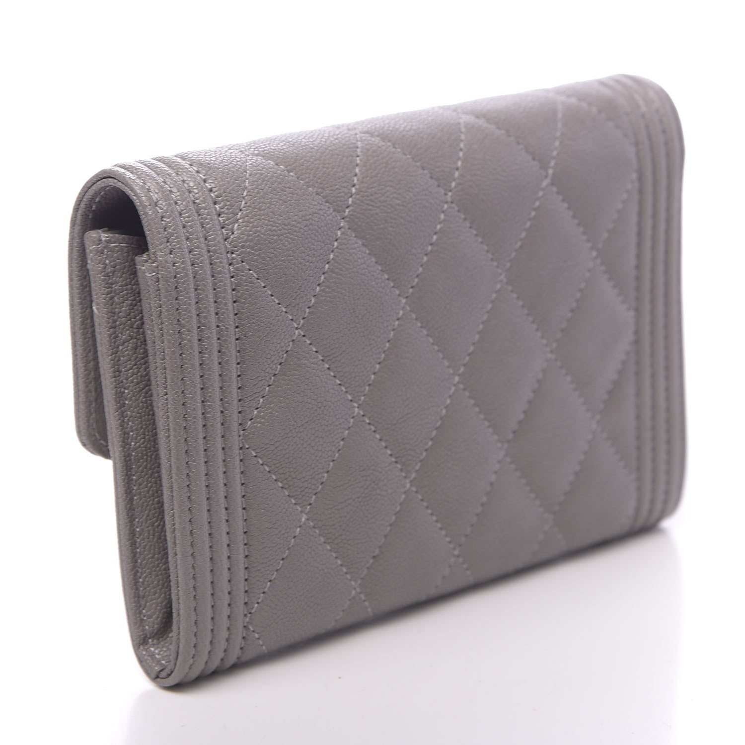 Chanel Caviar Quilted Medium Boy Flap Wallet Grey 3 of 9