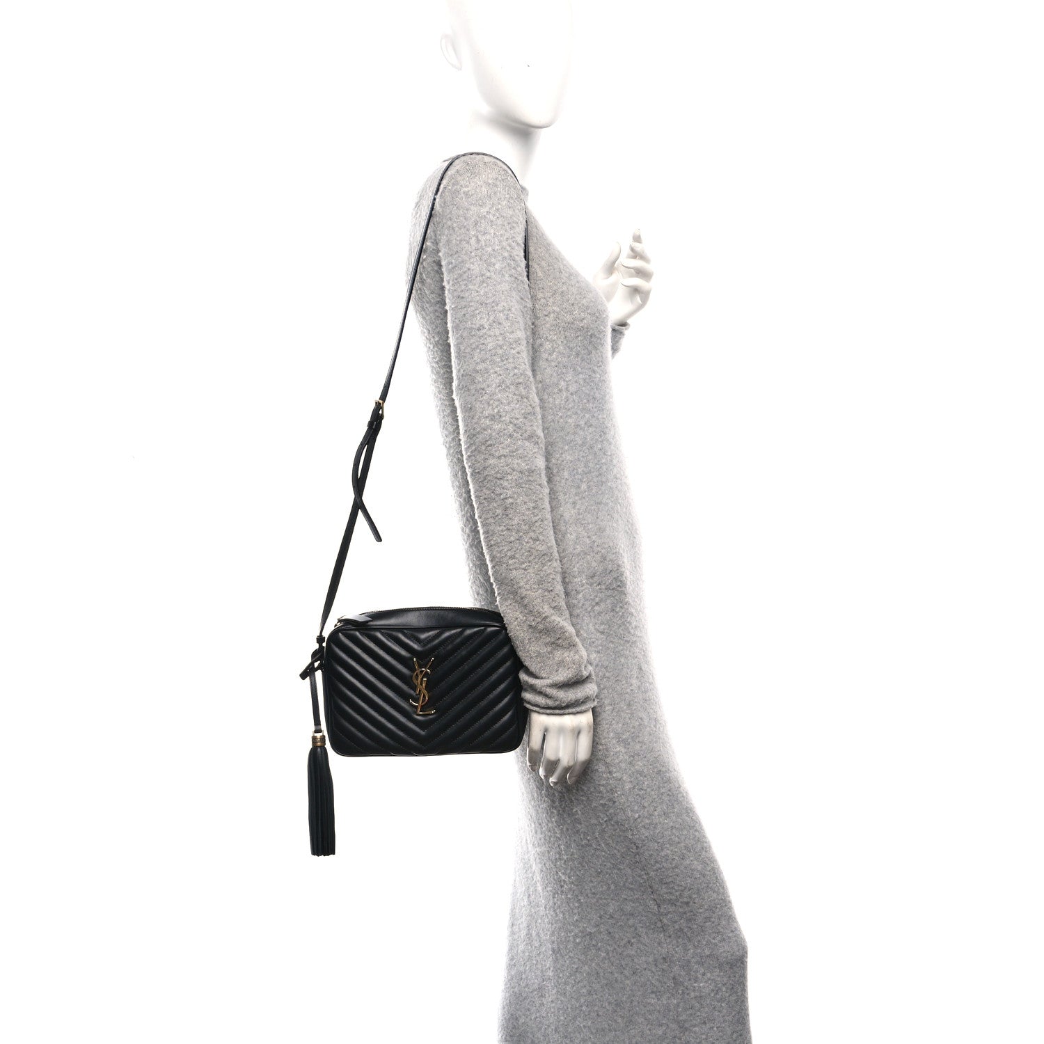 Saint Laurent Calfskin Matelasse Monogram Lou Camera Bag Black 2 of 10