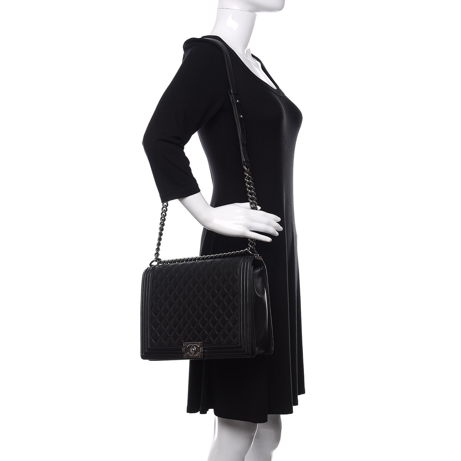 Chanel Lambskin Quilted Large Boy Flap Black 2 of 9